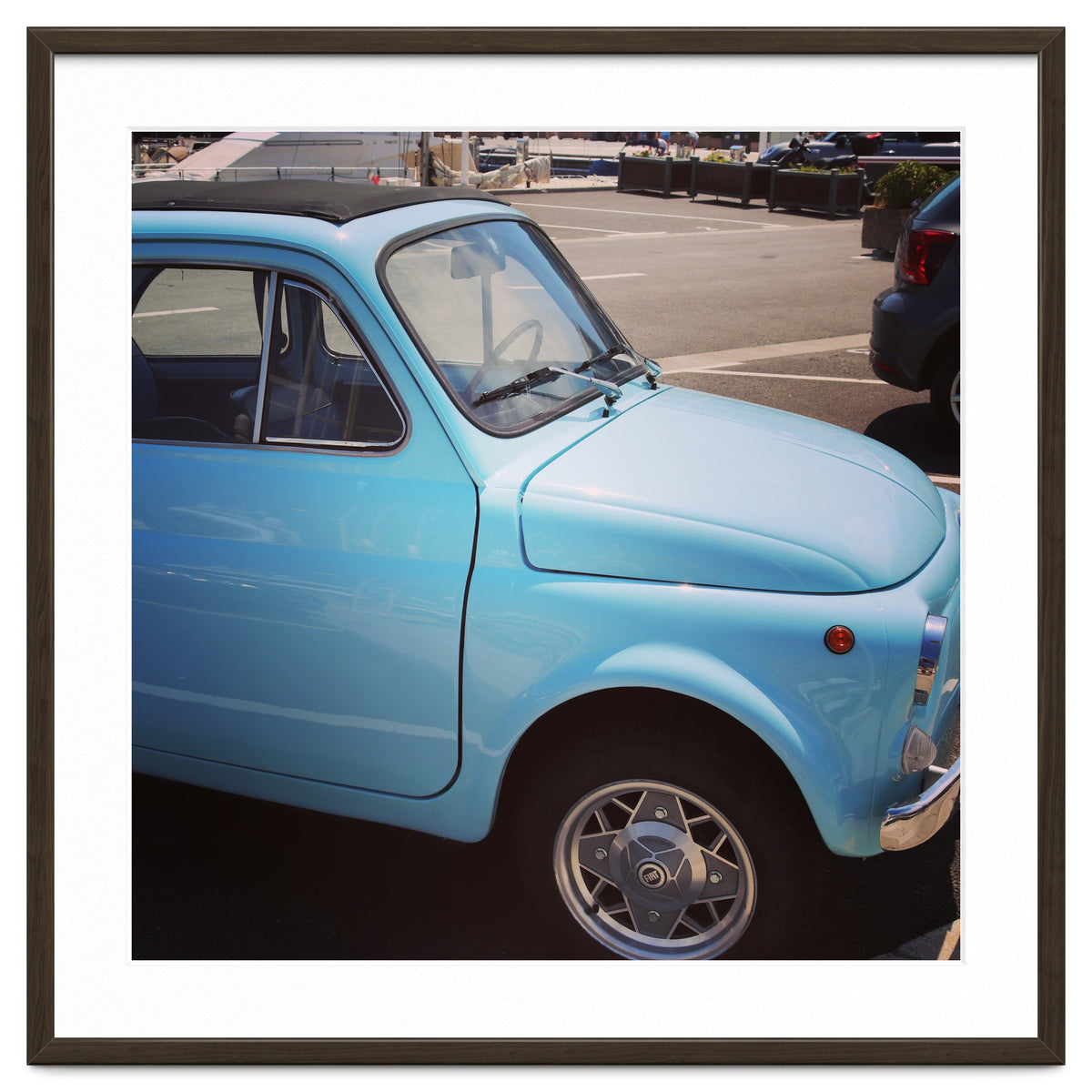 Pale blue Fiat 500