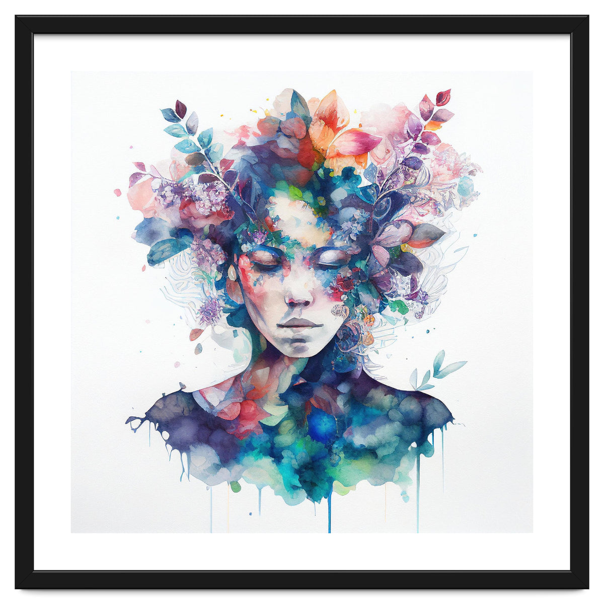 Watercolor Tropical Woman #16