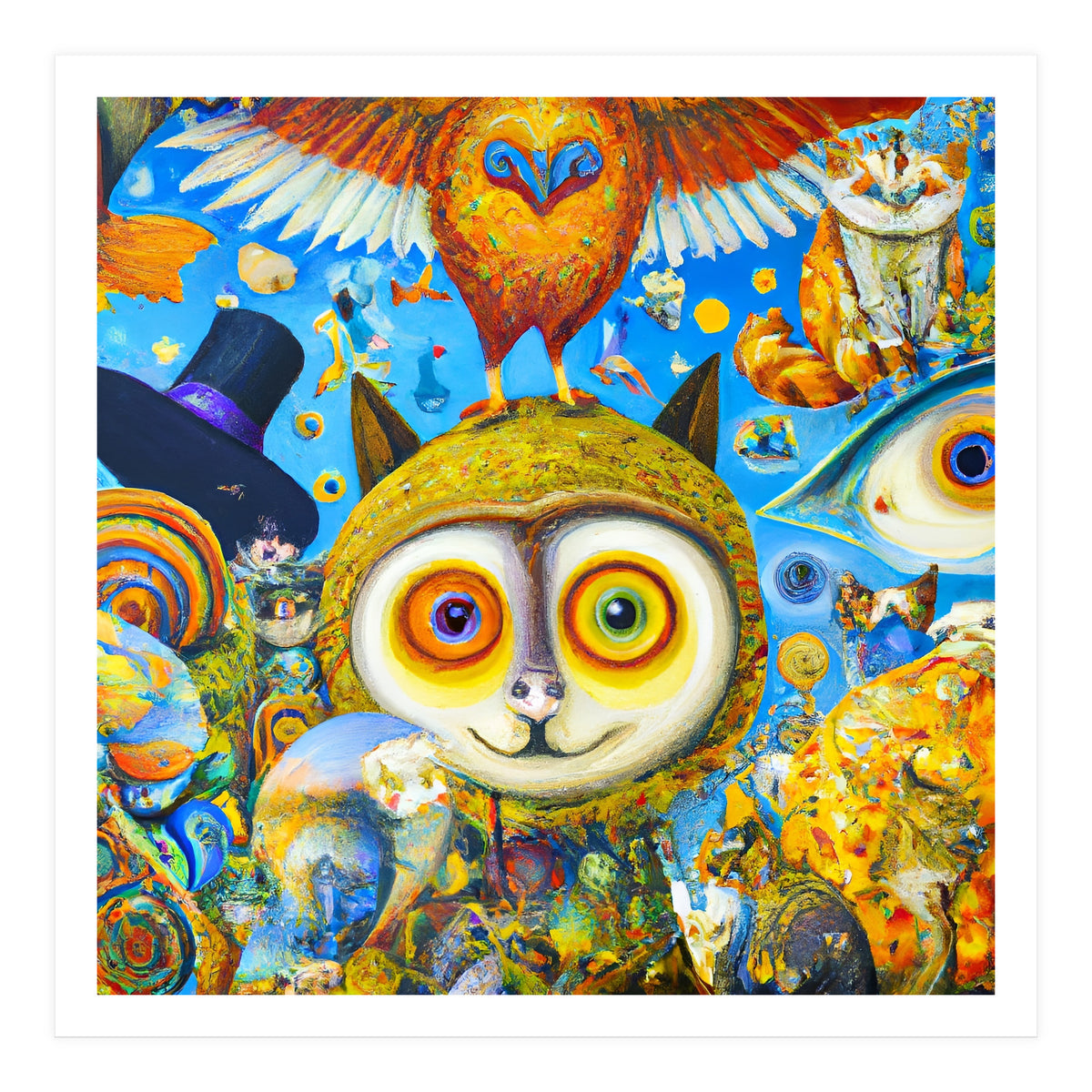 Chaotic and Colorful Fantasy Creatures Art Print (Print Only)