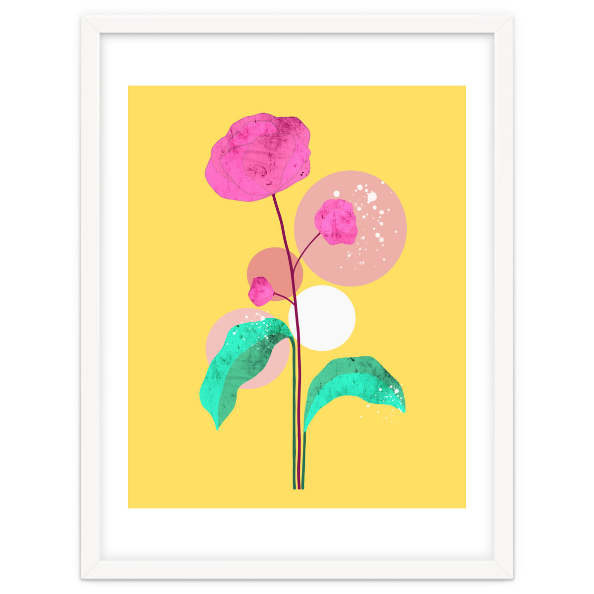 The Rare Bloom, Abstract Nature Floral Graphic, Eclectic Bohemian Modern, Pop of Color Illustration