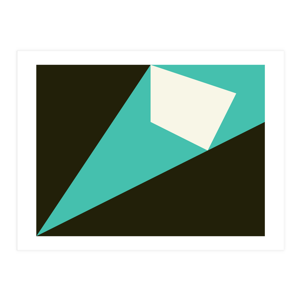 Geometric Shapes No. 72 - turquoise, white & black (Print Only)