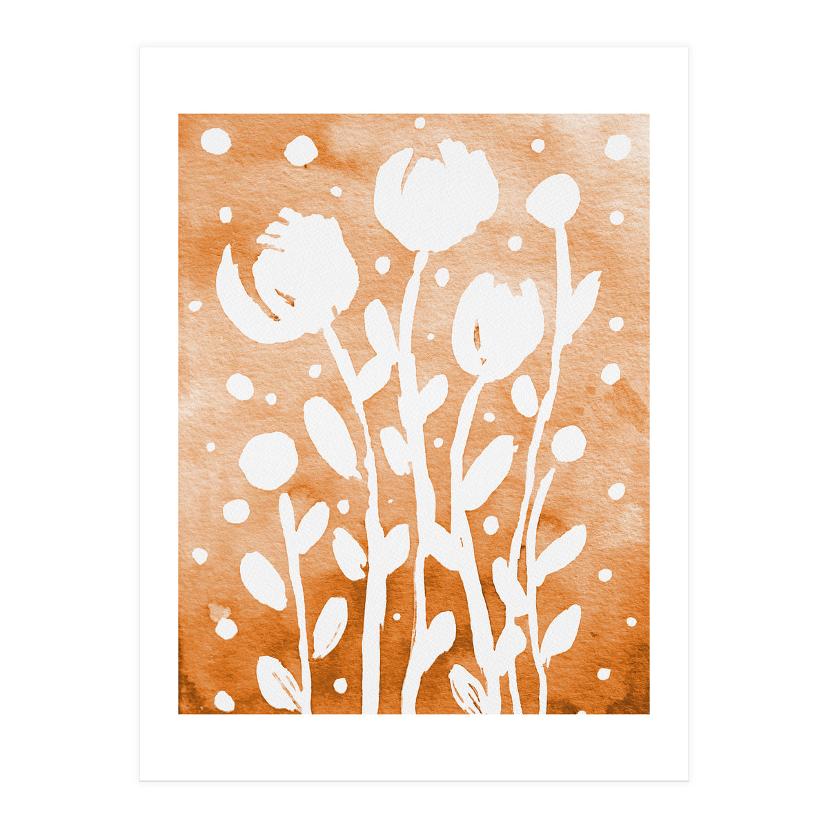 Abstract Flowers Orange (Print Only)