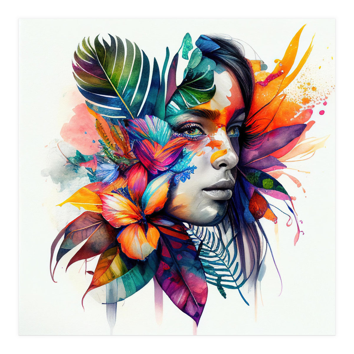 Watercolor Native Woman #1 (Print Only)