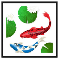 Watercolor Koi Fish And Lotus