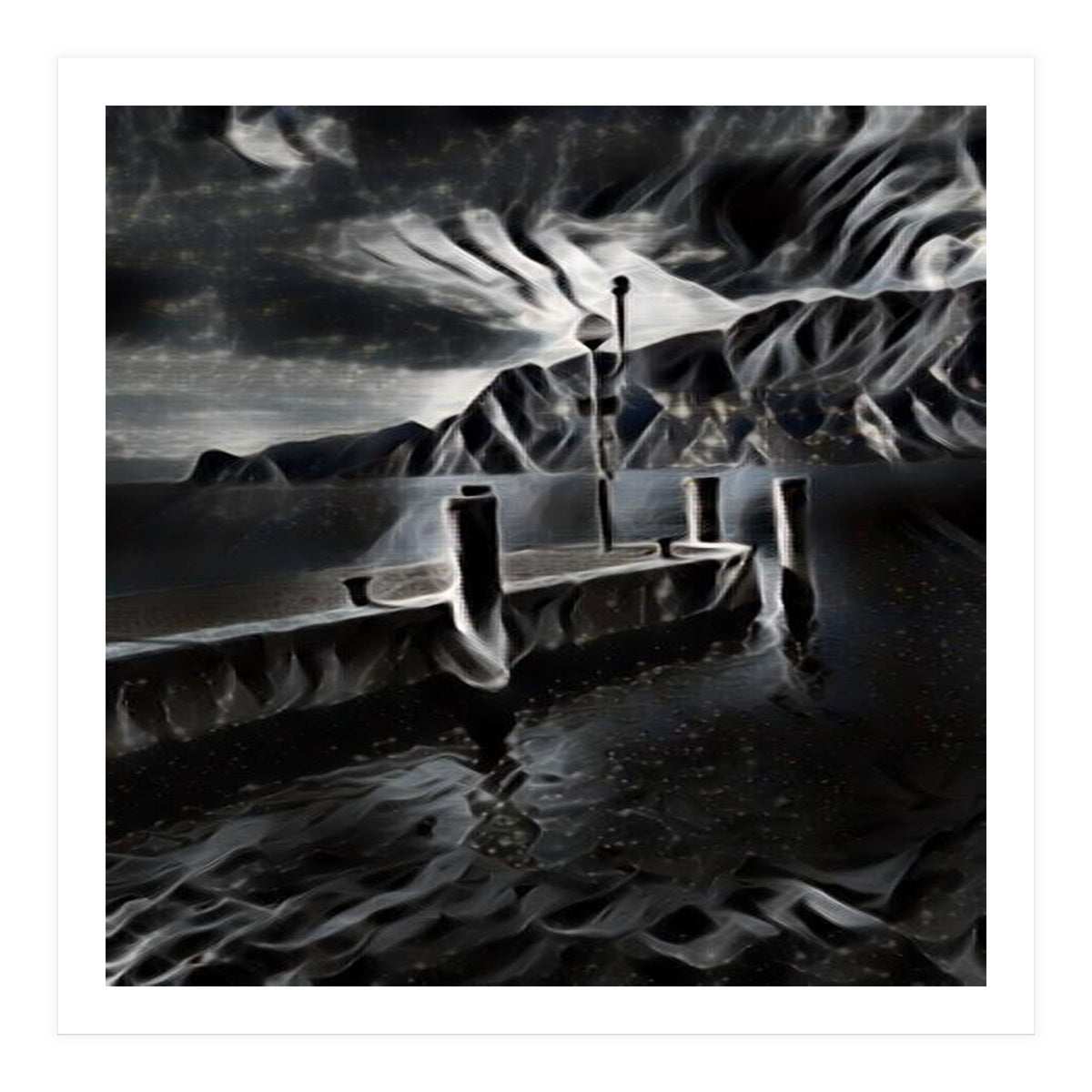 Pier at a smokey night. (Print Only)