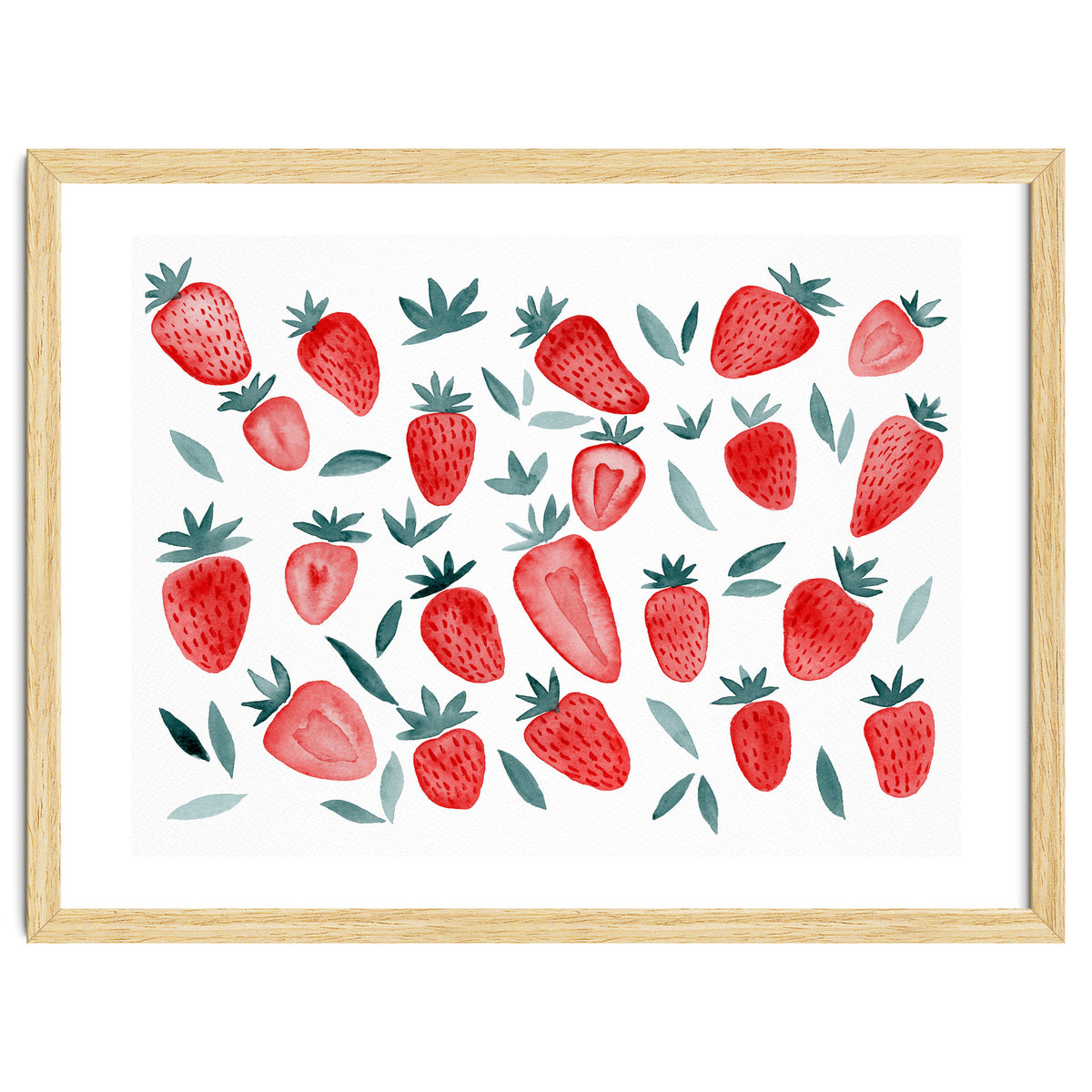 Strawberries - red and teal