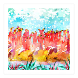 Save The Tropics Series Flamingo Flock Watercolor Painting (Print Only) thumbnail
