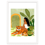 Just You & Me | Tiger Urban Jungle Friendship | Wild Cat Bohemian Black Woman with Pet thumbnail