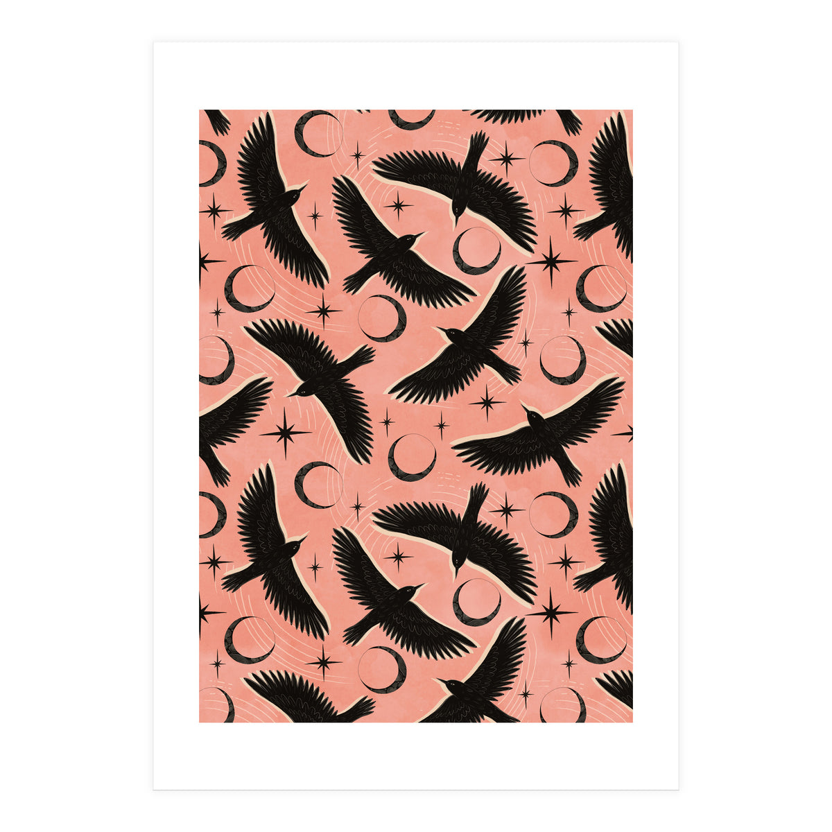Black Birds With Moons (Print Only)