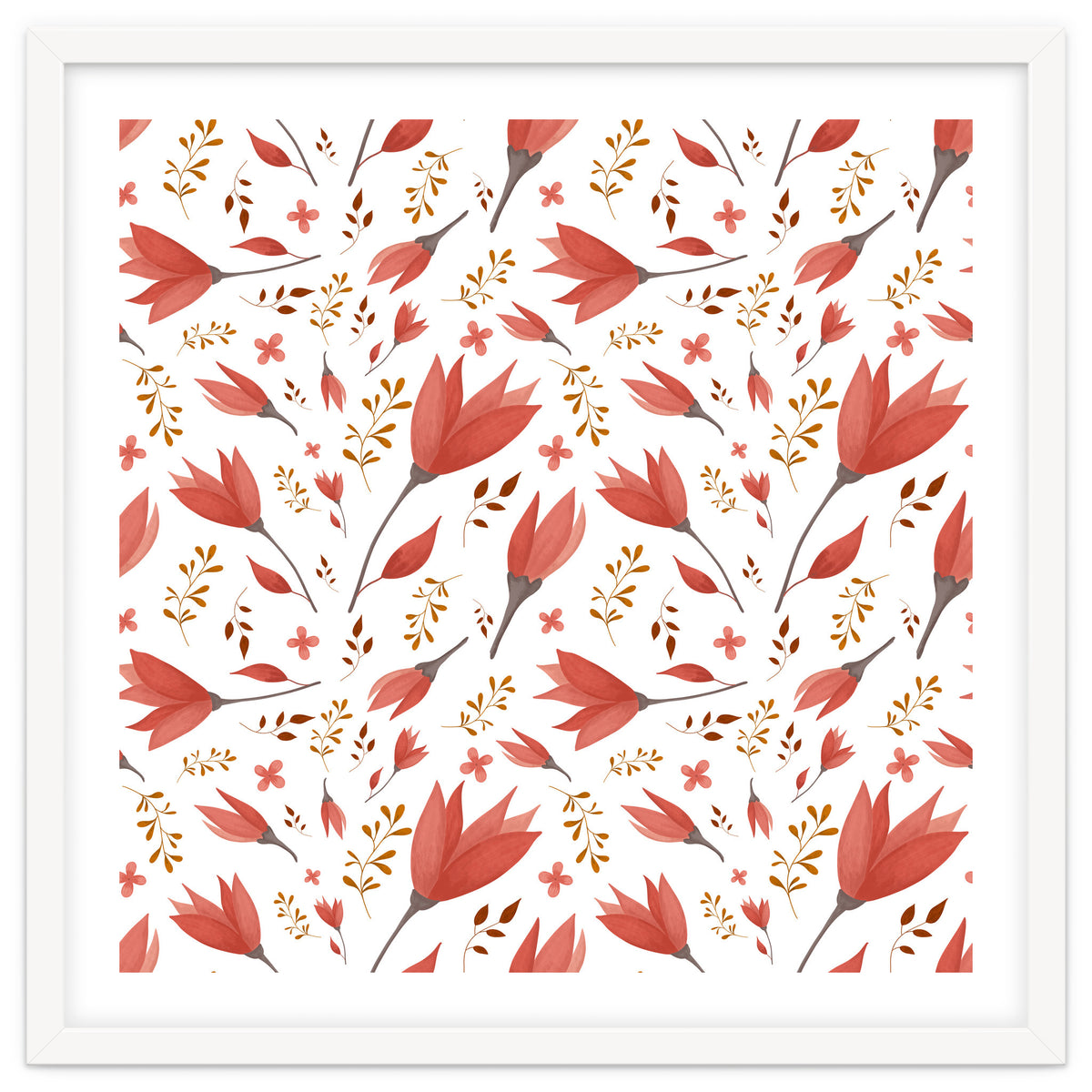 Delicate Autumn Floral Gouache Pattern Collection I