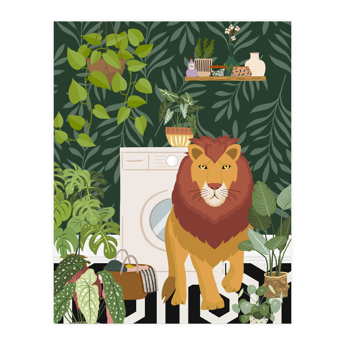 Lion in Laundry Room (Print Only)