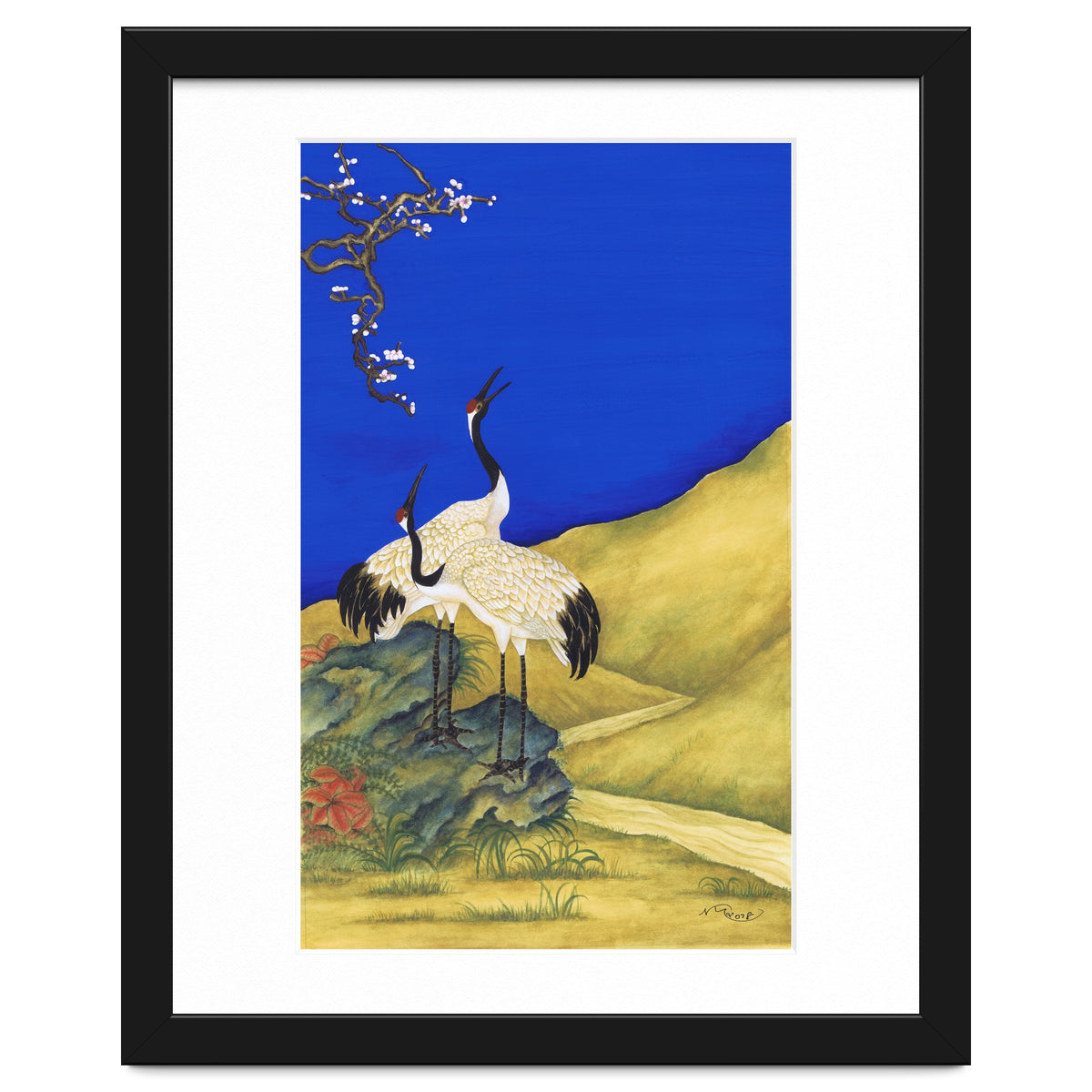 Cranes Under A Cobalt Sky 4