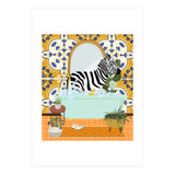Zebra Bathing in Moroccan Style Bathroom (Print Only) thumbnail