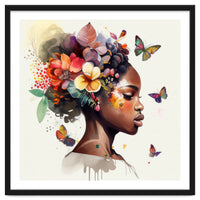 Watercolor Butterfly African Woman #6