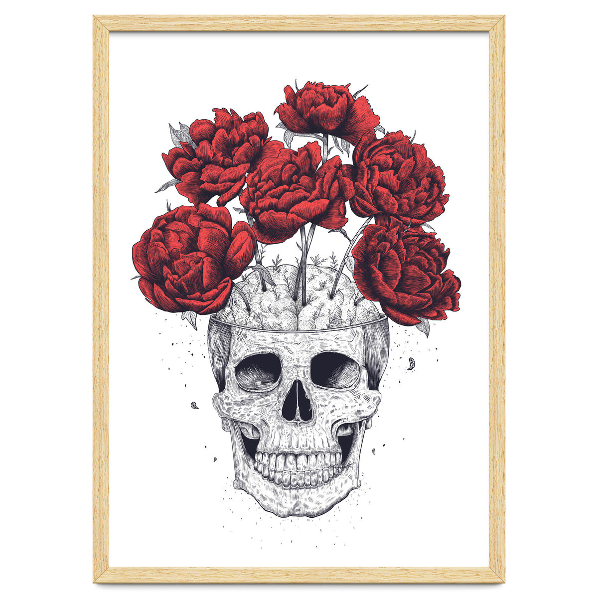Skull With Peonies