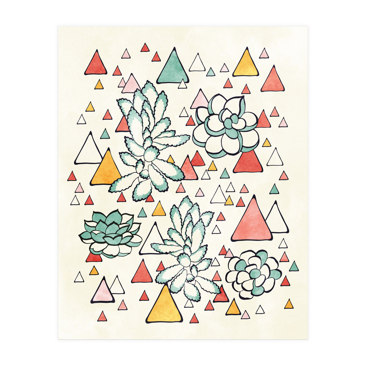 Succulent And Triangles (Print Only)