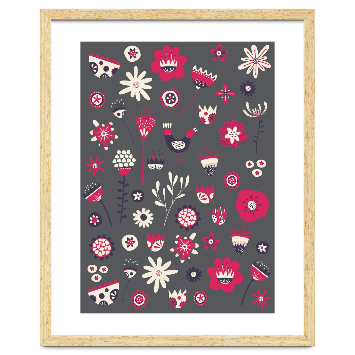 Spring Folk Floral Grey