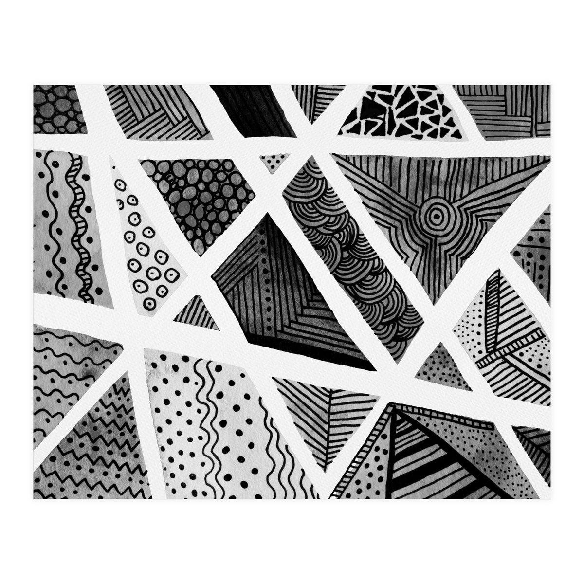 Geometric doodle pattern in black and white (Print Only)