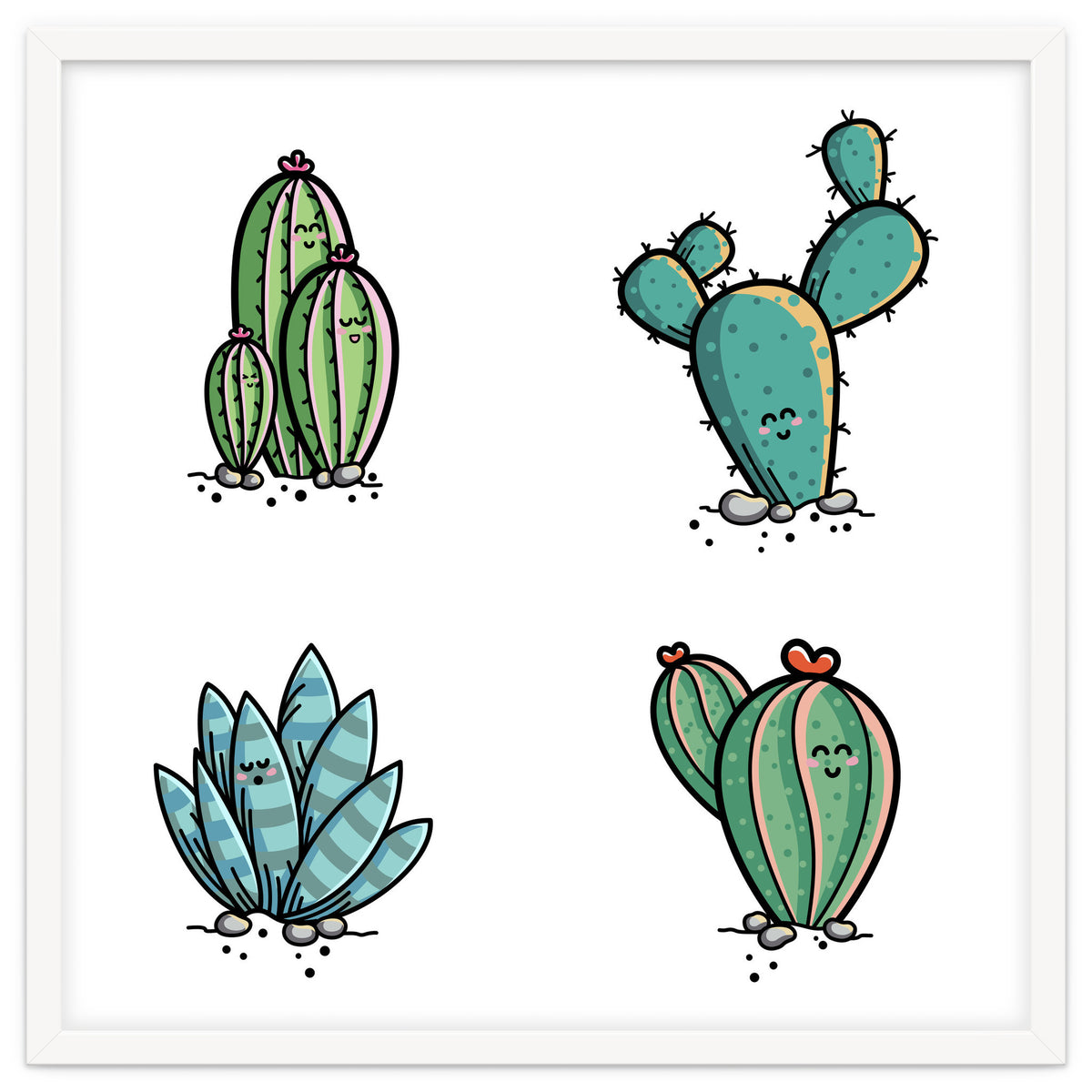 Kawaii Cute Cacti Desert Plants