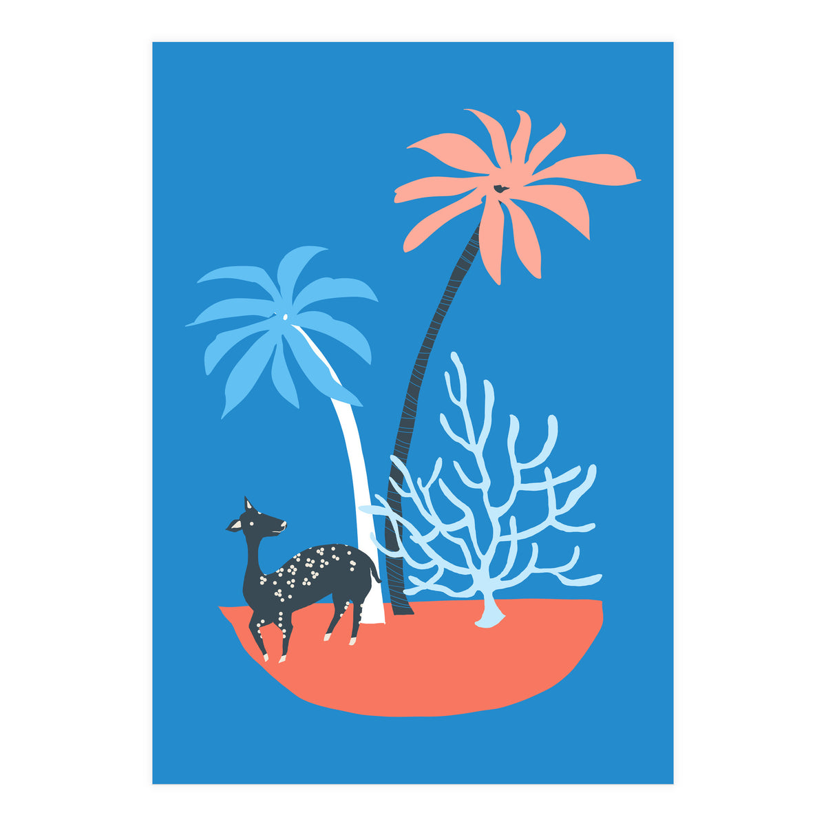 Island And Deer (Print Only)