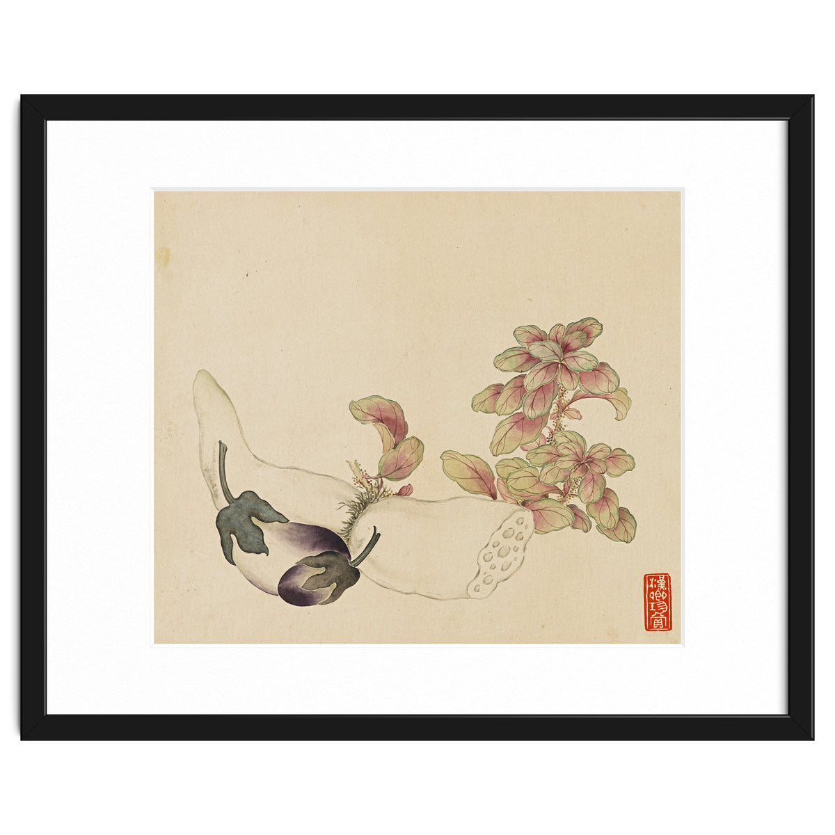 Wang Chengyu ~flowers, Vegetables, Fruits, Eggplant, Lotus Root