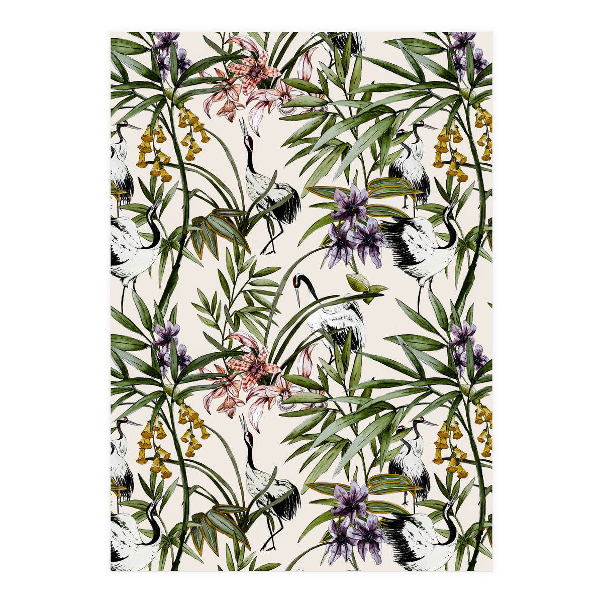 Asian crane pattern - 02 (Print Only)