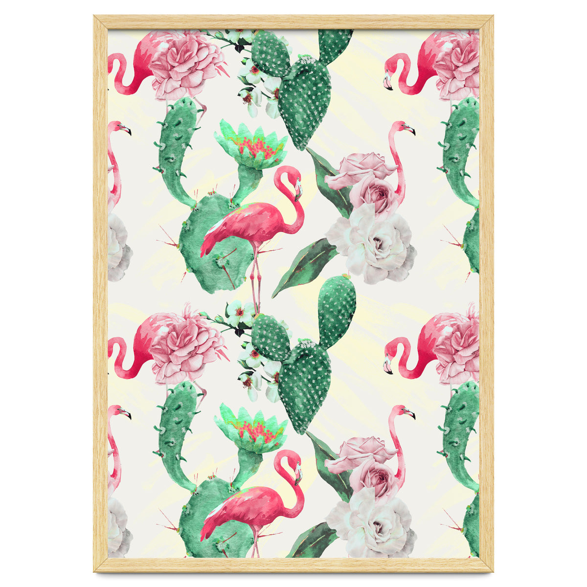 Flamingos, geometric and flowers
