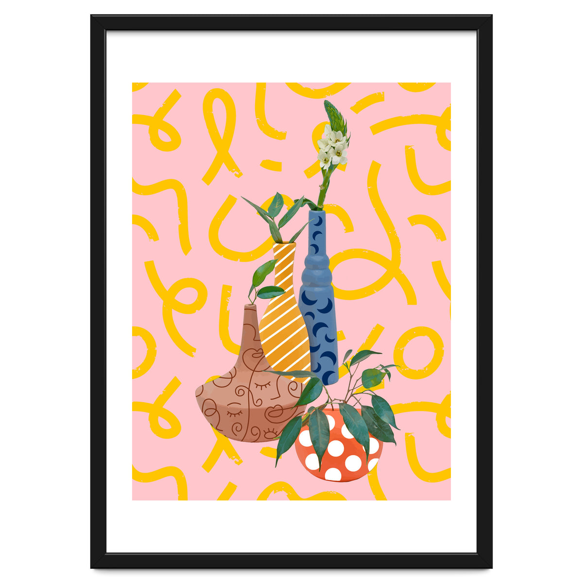 Modern Botanicals, Abstract Plant Pots, Quirky Nature Bohemian, Contemporary Decor