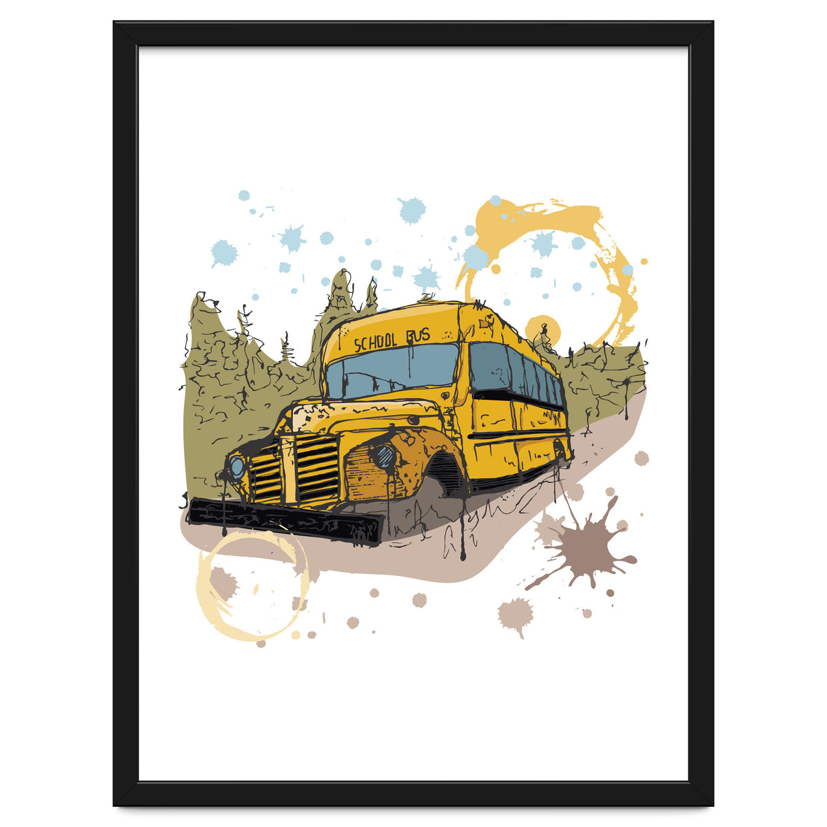 Abandoned school bus sketch