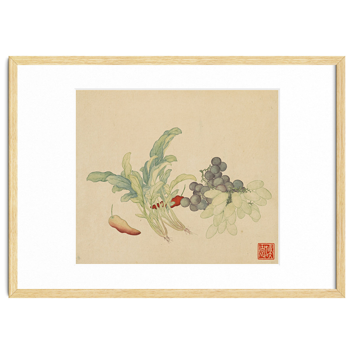 Wang Chengyu ~ Flowers And Vegetables, Vegetables, Fruits, Peppers, Millet Hot, Grapes, Spinach