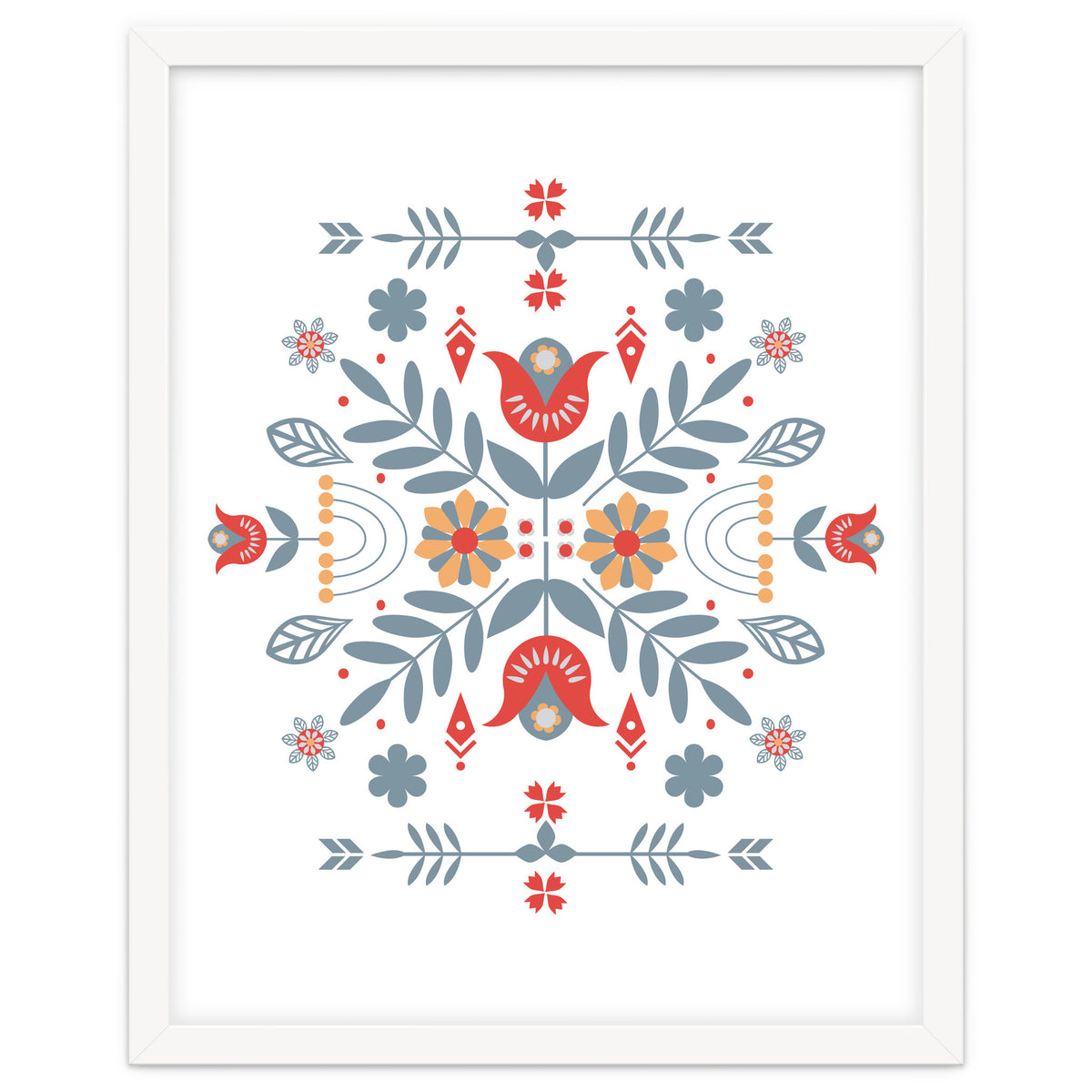 Scandinavian Folk Retro Flower Pattern