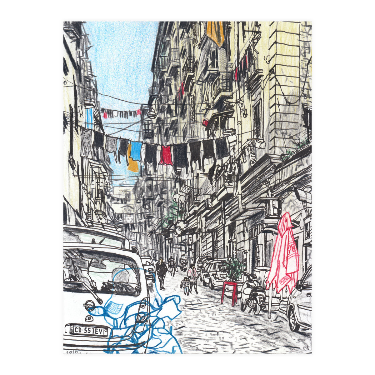 Drying Laundry In Napoli (Print Only)