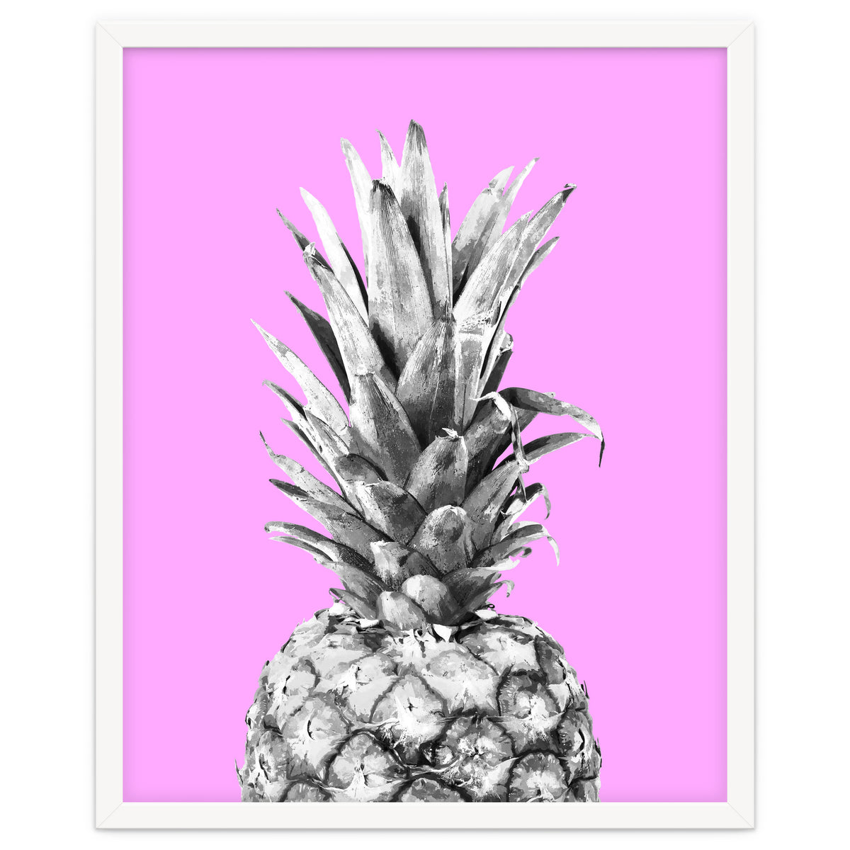 Black and White Pineapple Pink Background