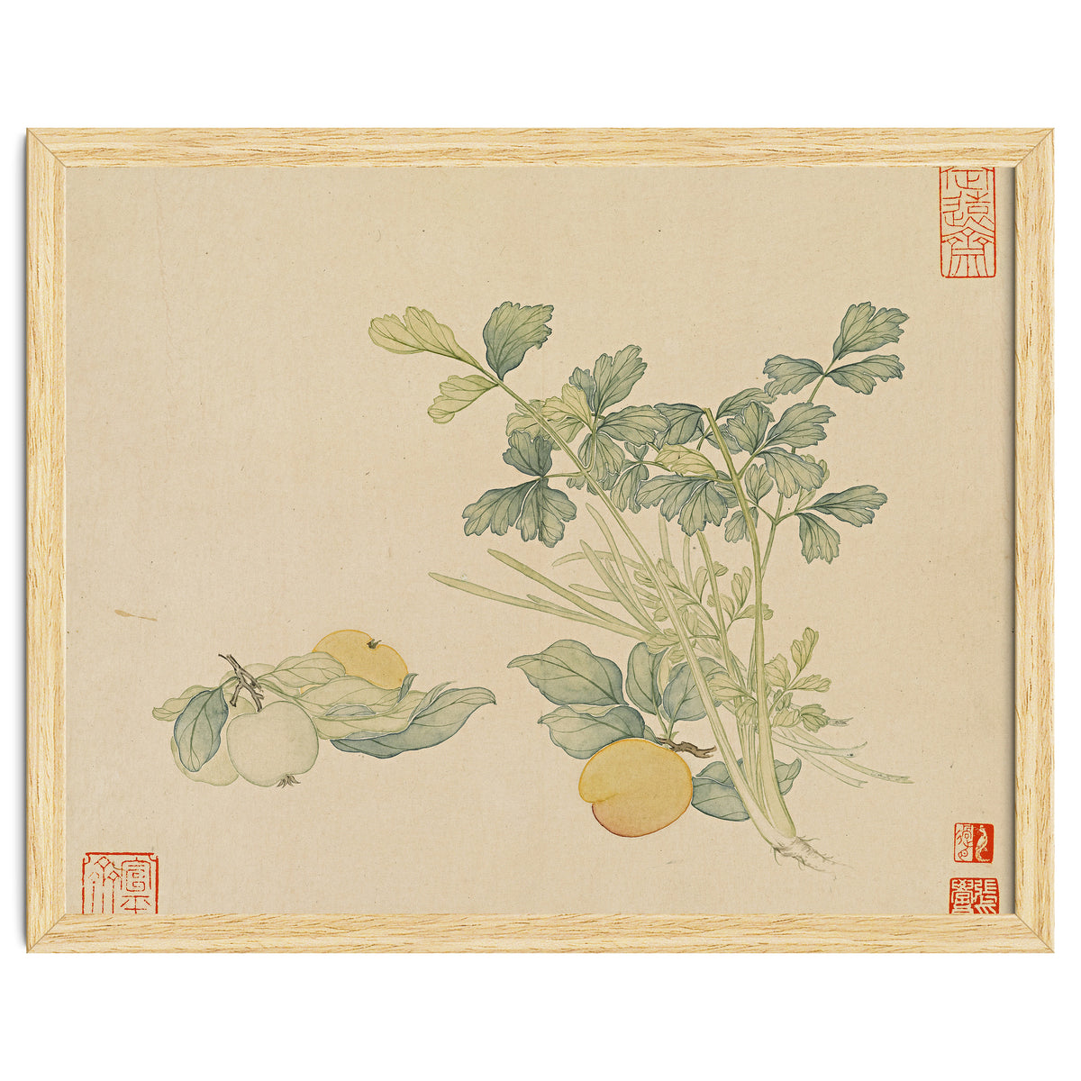 Wang Chengyu~flowers And Vegetables, Vegetables, Fruits, Plums, Apricots, Celery