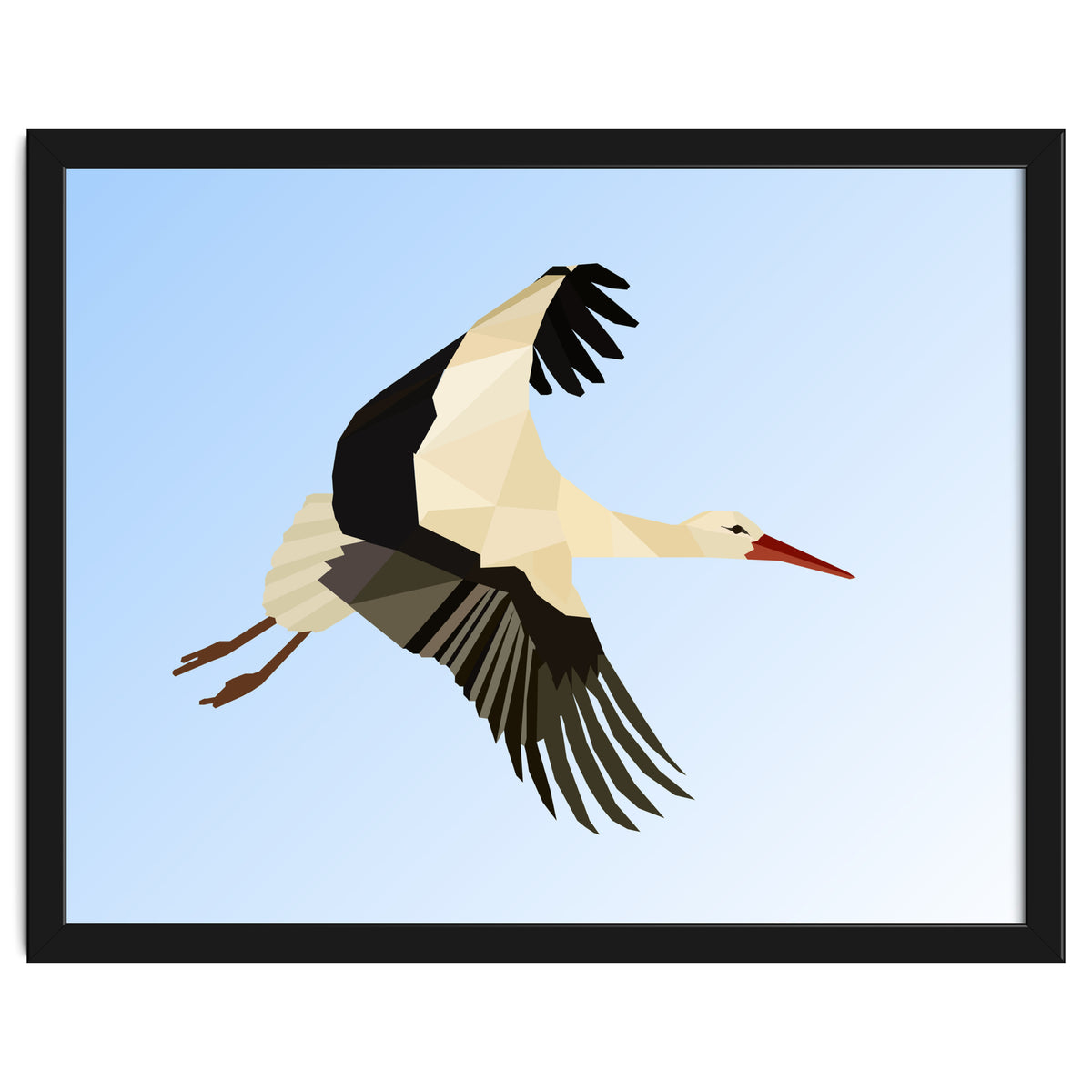 White Stork Bird Low Poly Art