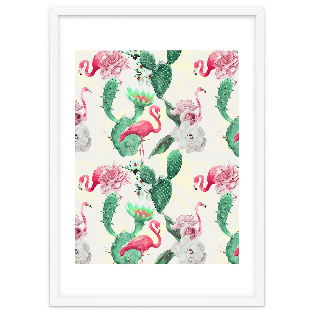 Flamingos, geometric and flowers