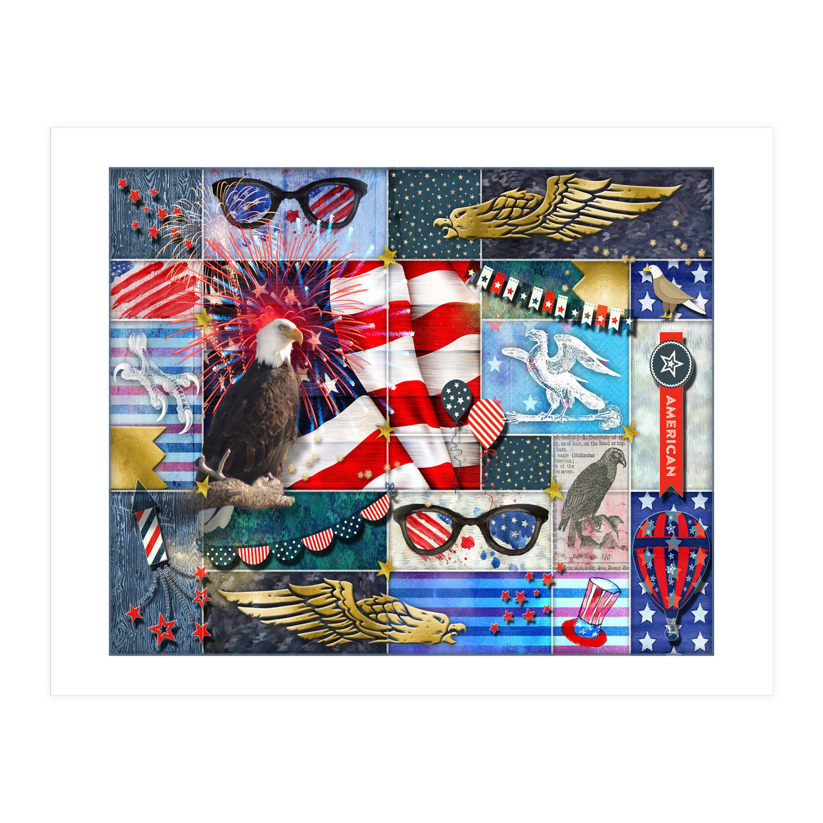 Americana Eagles Collage (Print Only)