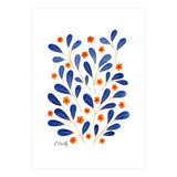 Springtime Floral | Blue and Orange (Print Only) thumbnail
