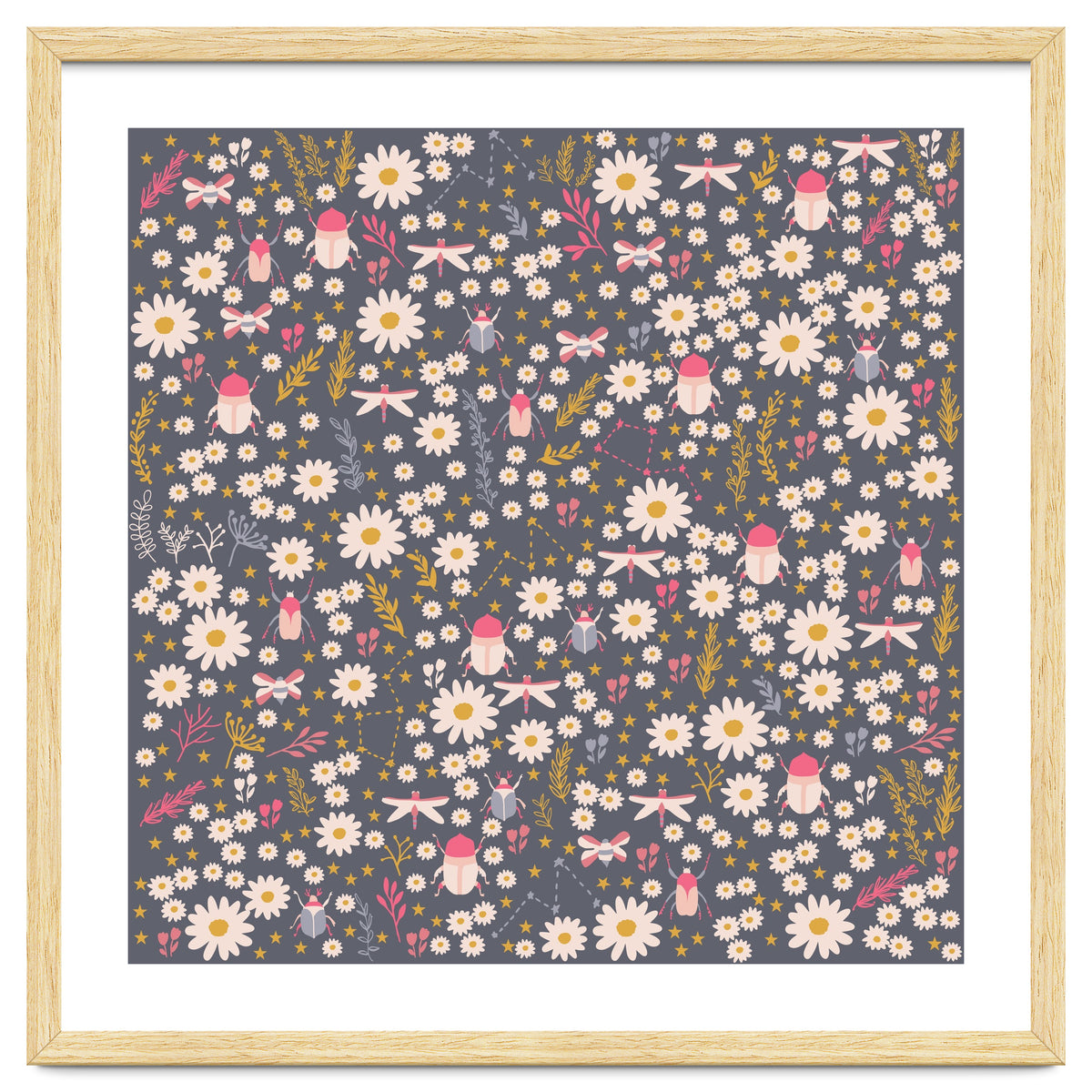 Cute bugs on a meadow