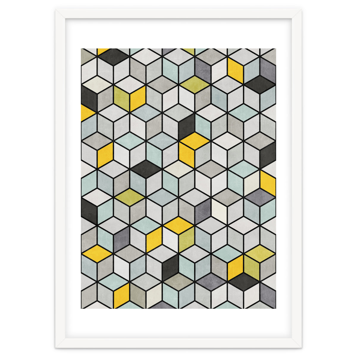 Colorful Concrete Cubes - Yellow, Blue, Grey