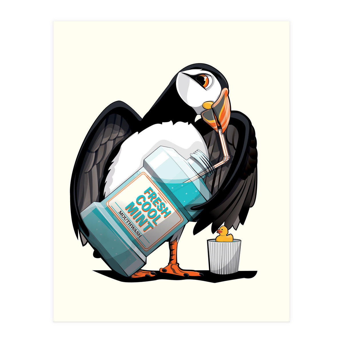 Puffin using Mouthwash (Print Only)