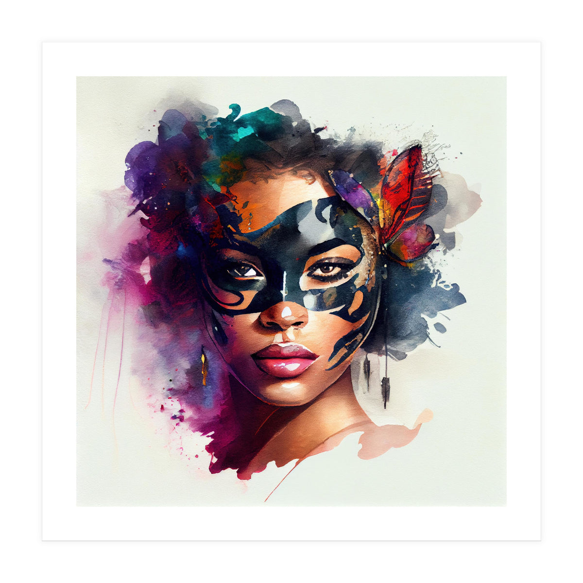 Watercolor Carnival Woman #2 (Print Only)