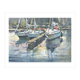 Yachts in the port. Watercolor painting (Print Only) thumbnail
