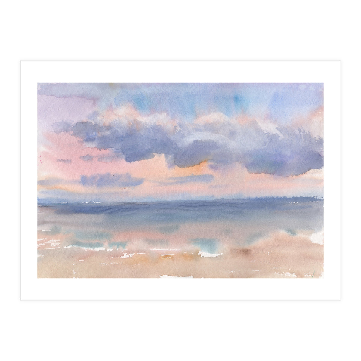Beautiful morning At The Beach. Watercolor (Print Only)