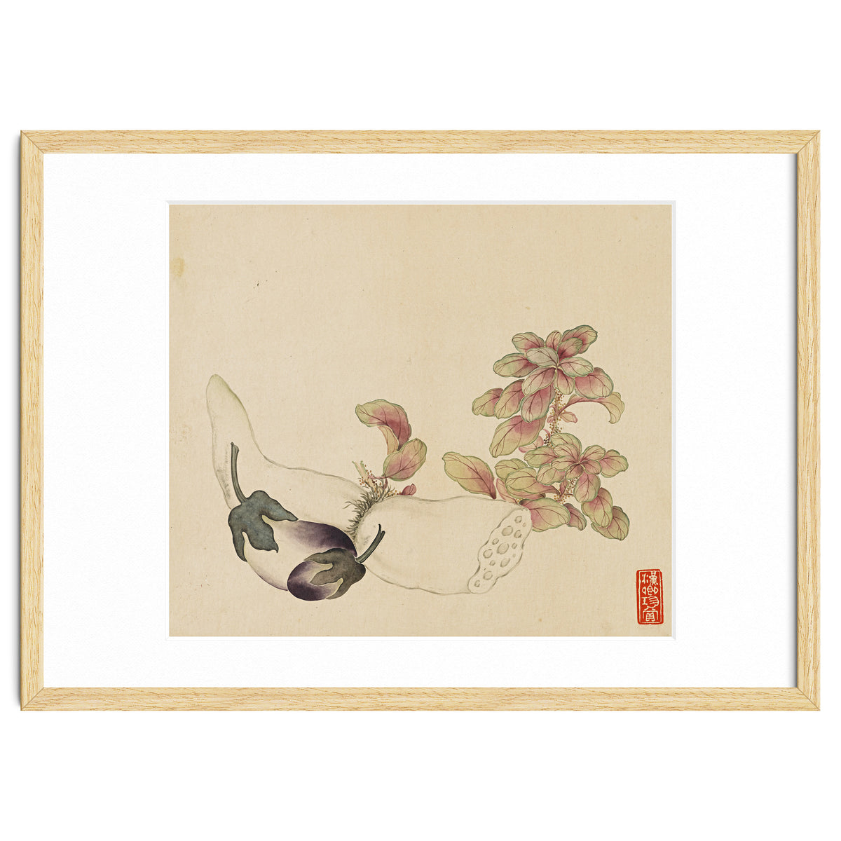 Wang Chengyu ~flowers, Vegetables, Fruits, Eggplant, Lotus Root