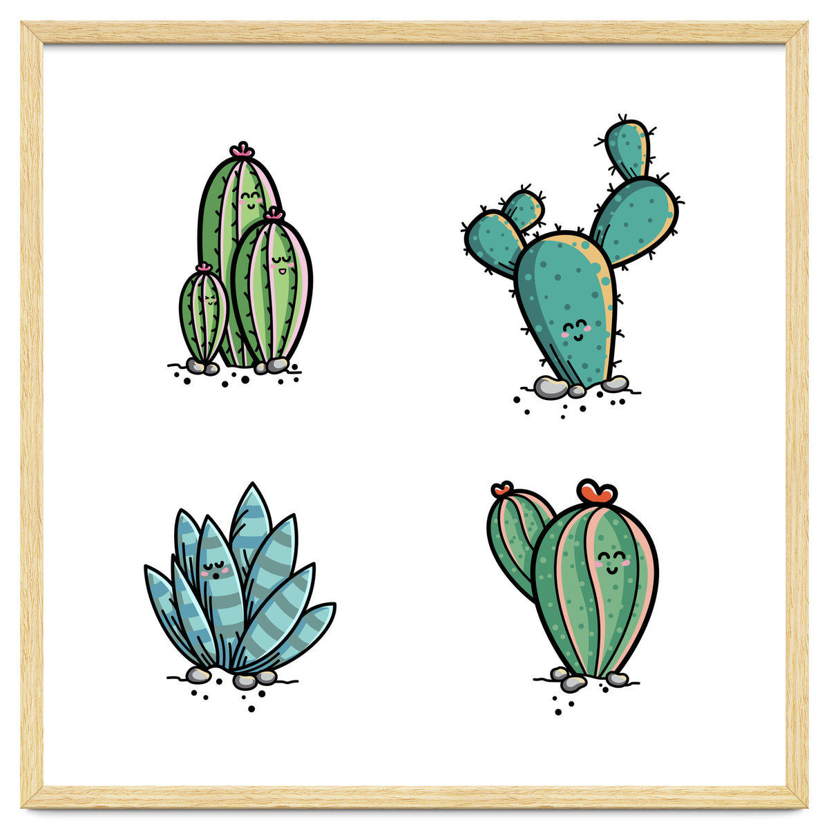 Kawaii Cute Cacti Desert Plants