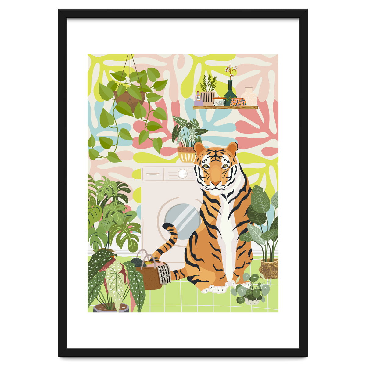 Tiger in Matisse Style Bathroom