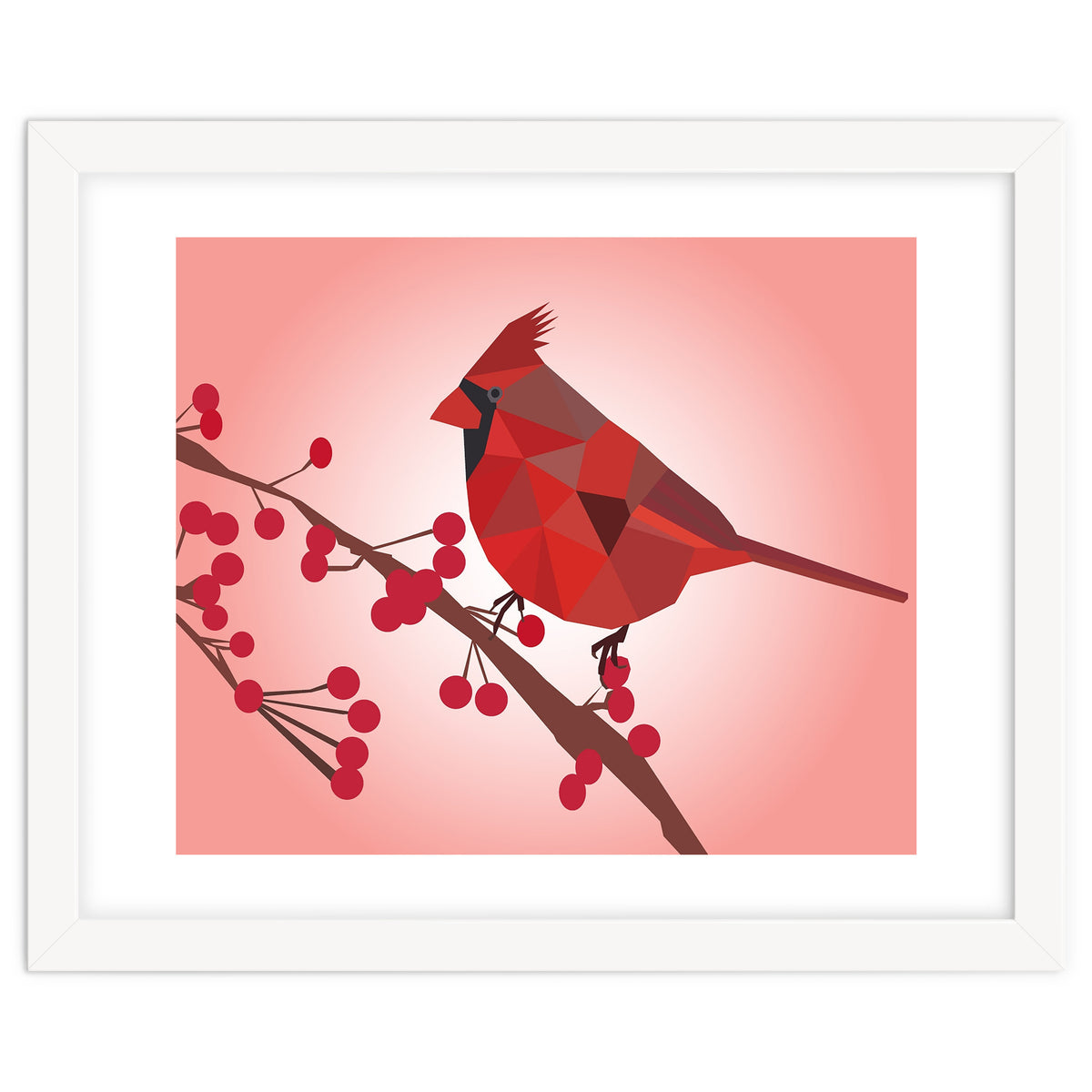 Northern Cardinal Bird Low Poly Art