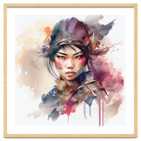 Watercolor Asian Warrior Woman #3