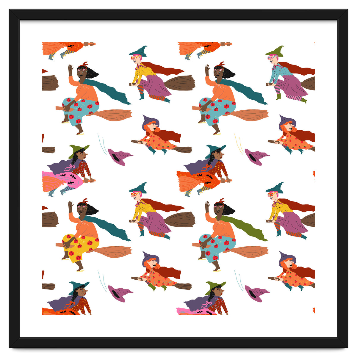 Tiny Witches Pattern (white Backgrownd)